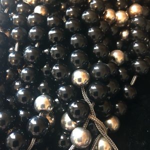 Black quartz with silver beads Opa beads necklace